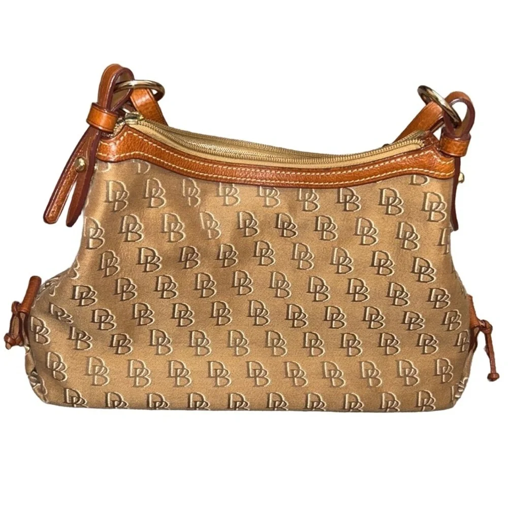 Dooney & Bourke Vintage Hobo Leather Canvas Signature Anniversary Shoulder Bag